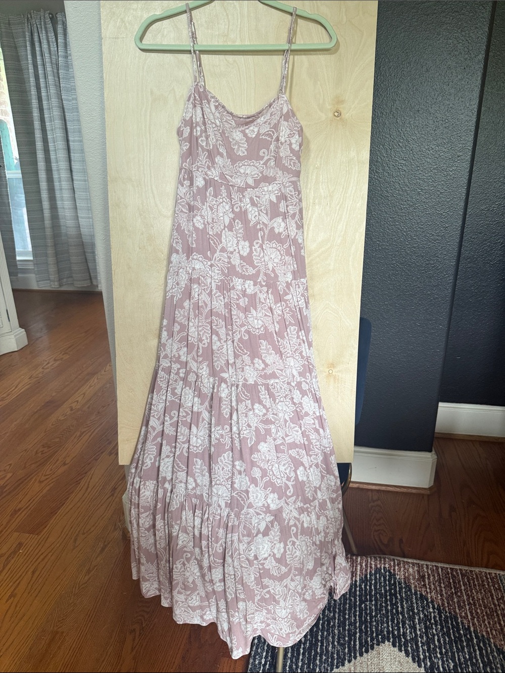 Sleeveless Pink Floral Tiered Maxi Dress with Spaghetti Straps